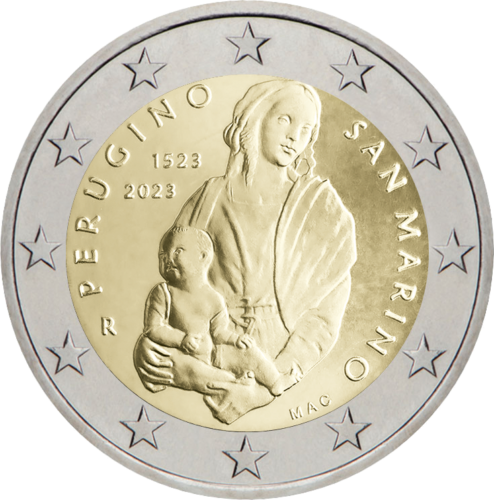 2023 San Marino Perugino 2 euro BU coin on card (2)
