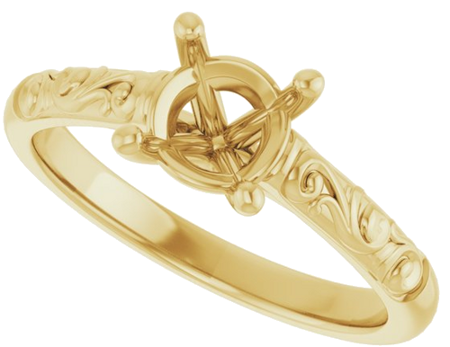 14K Yellow 6.5 mm Round Solitaire Engagement Ring Mounting (5)