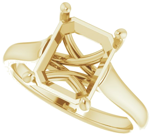 Sužadėtuvių Žiedas „Solitaire“ 585 Geltonojo Aukso Emerald 10mm x 8mm (5)