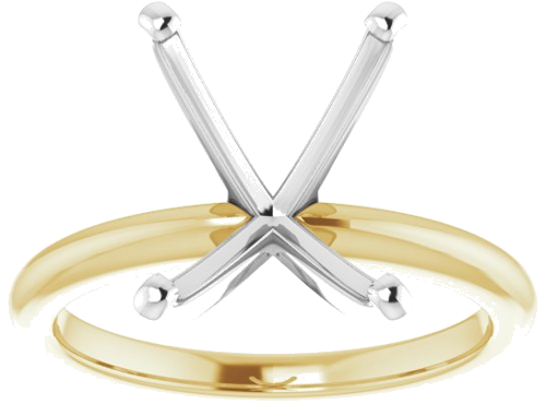 14K Yellow   White  11x9 mm Emerald Solitaire Engagement Ring Mounting (3)