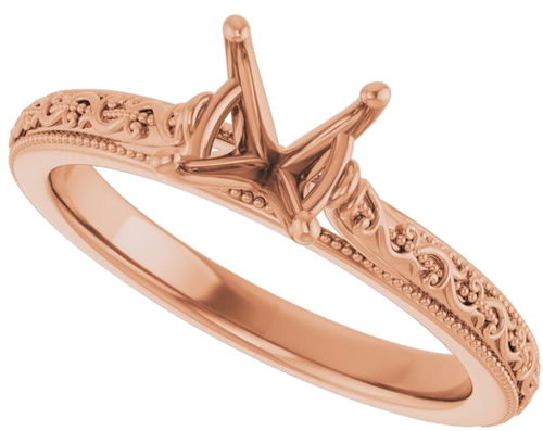 14K Rose  6.5 mm Round Solitaire Engagement Ring Mounting (5)