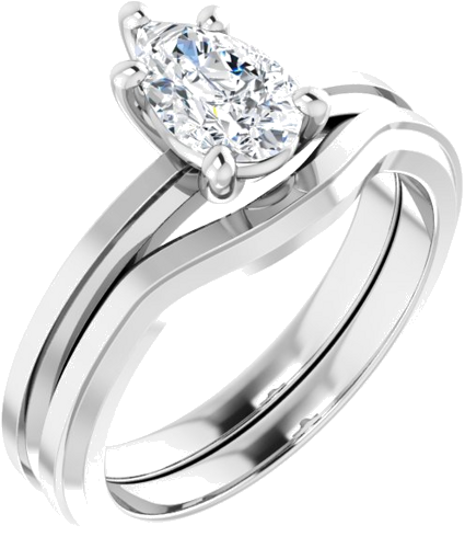 Sužadėtuvių Žiedas „Solitaire“ 585 Baltojo Aukso Pear Shape 8mm x 5mm (6)