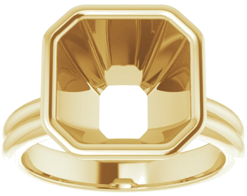 14K Yellow 10 mm Asscher Engagement Ring Mounting (3)