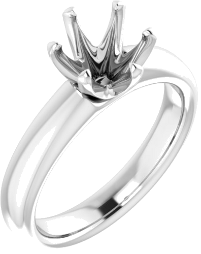 14K White 7.4 mm Round Engagement Ring Mounting (1)
