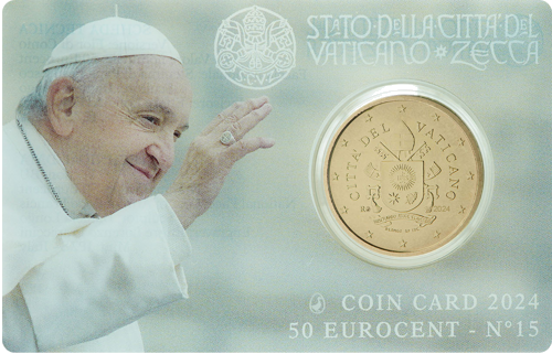 2024 Vatican Francis Coat of Arms 50 cent coin on BU card (1)