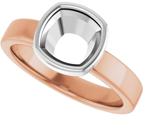 Sužadėtuvių Žiedas „Solitaire“ 585 Baltojo Ir Rožinis Aukso Cushion 7mm (5)