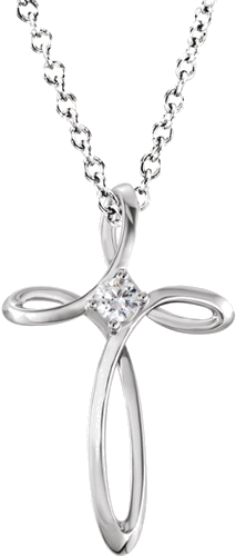 14K White 1-Stone Family Cross 16-18  Necklace Mounting (2)