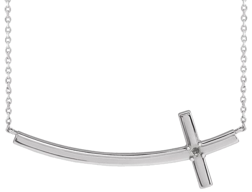 Sterling Silver 2.5 mm Round Sideways Cross 18  Necklace Mounting (1)