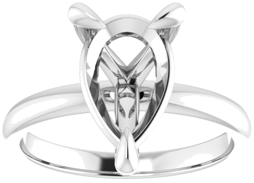 14K White  12x8 mm Pear Solitaire Engagement Ring Mounting (3)