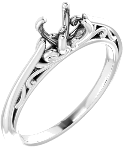 14K White 5.8 mm Round Engagement Ring Mounting (2)
