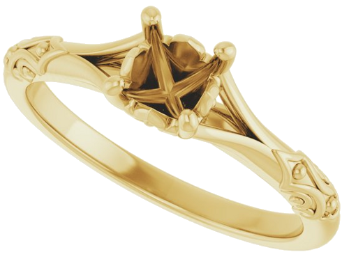 Sužadėtuvių Žiedas „Solitaire Split Shank“ 585 Geltonojo Aukso Round 5.2mm (5)