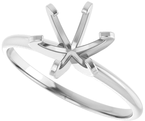 14K White 7.3-7.7 mm Round 6-Prong Solitaire Engagement Ring Mounting (5)