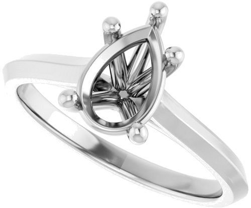 Sužadėtuvių Žiedas „Solitaire“ 585 Baltojo Aukso Pear Shape 9mm x 6mm (5)