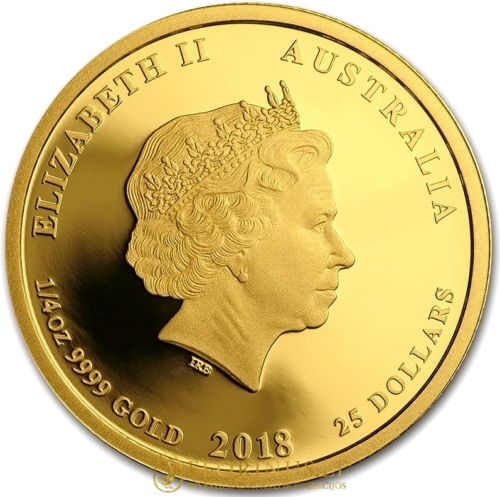 2018 Šuns metai, Australija Lunar 1/4 oz auksinė moneta (2)