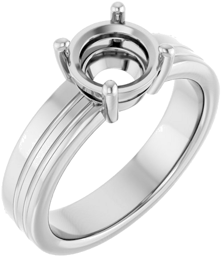 14K White 7.4 mm Round Solitaire Engagement Ring Mounting (1)