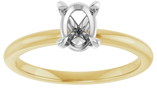 Sužadėtuvių Žiedas 585 Baltojo Ir Geltonojo Aukso Oval 7mm x 5mm (3)