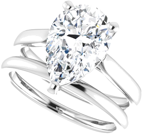 Sužadėtuvių Žiedas „Solitaire“ 585 Baltojo Aukso Pear Shape 12mm x 8mm (10)