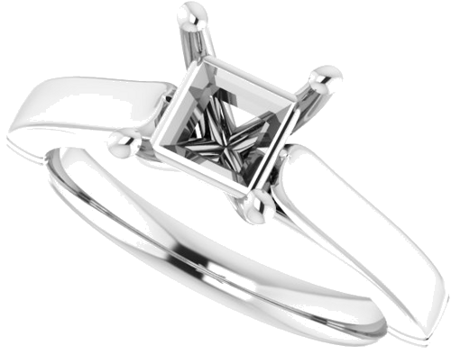 Sužadėtuvių Žiedas „Solitaire“ 585 Baltojo Aukso Square 5.5mm (5)