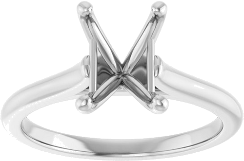 14K White 8x6 mm Emerald Solitaire Engagement Ring Mounting (3)