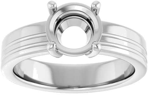 14K White 7.4 mm Round Solitaire Engagement Ring Mounting (3)