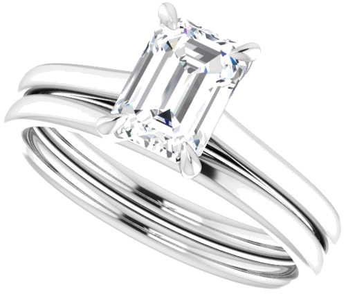 10K White  7x5 mm Emerald Solitaire Engagement Ring Mounting (10)