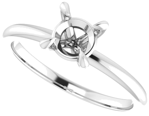 Platinum  6 mm Round Solitaire Engagement Ring Mounting (5)