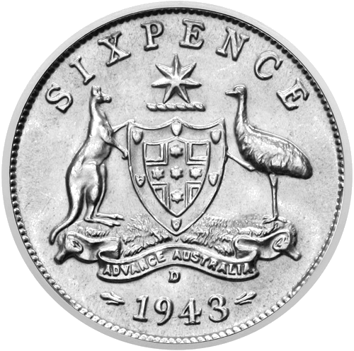 6 pensi Džordžs VI (1938–1952) Austrālija sudraba monēta (2)