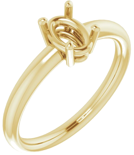 Sužadėtuvių Žiedas „Solitaire“ 585 Geltonojo Aukso Oval 7mm x 5mm (1)