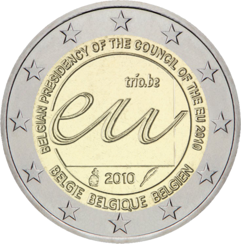 2010 Бельгия Председательство в Совете ЕС монета 2 евро (1)