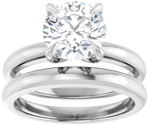14K White 8 mm Round Solitaire Engagement Ring Mounting (8)