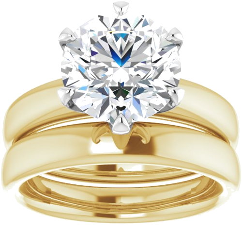 Sužadėtuvių Žiedas „Solitaire“ 585 Baltojo Ir Geltonojo Aukso Round 9.4mm (8)