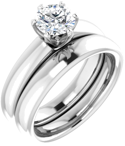 Sužadėtuvių Žiedas „Solitaire“ 585 Baltojo Aukso Round 6mm (6)
