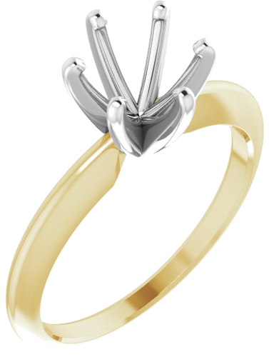 14K Yellow   White 6.6-7.2 mm Round 6-Prong Comfort-Fit Solitaire Ring Mounting (1)