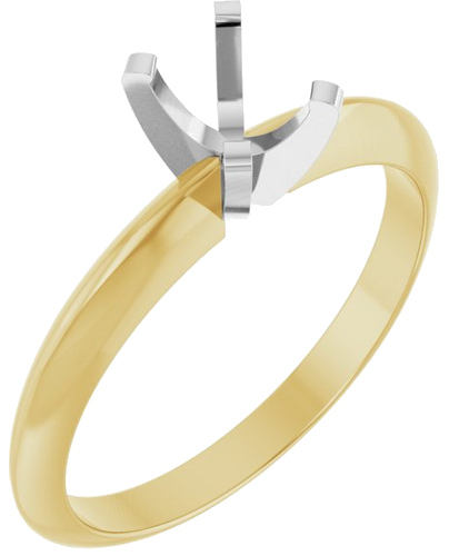 14K Yellow White 6 x 4 mm Oval Solitaire Engagement Ring Mounting (1)