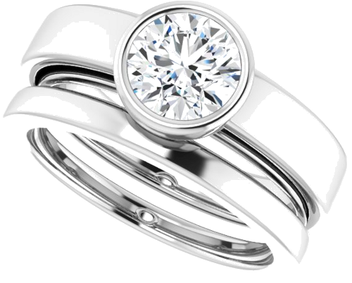 Sužadėtuvių Žiedas „Bezel-Set Solitaire“ 585 Baltojo Aukso Round 6.5mm (10)