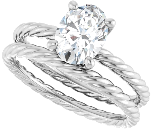 14K White 8x6 mm Oval Solitaire Engagement Ring Mounting (10)