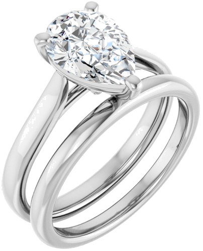 14K White 10x7 mm Pear Engagement Ring Mounting (6)