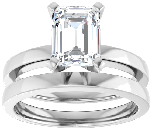 Sužadėtuvių Žiedas „Solitaire“ 585 Baltojo Aukso Emerald 8mm x 6mm (8)