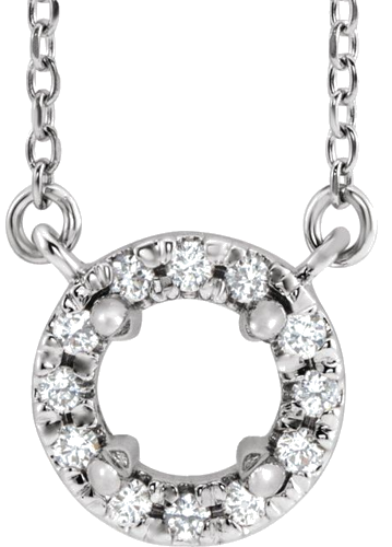 14K White 4 mm Round .05 CTW Natural Diamond Semi-Set 16  Necklace (1)