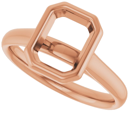 14K Rose  8x6 mm Emerald Solitaire Engagement Ring Mounting (5)