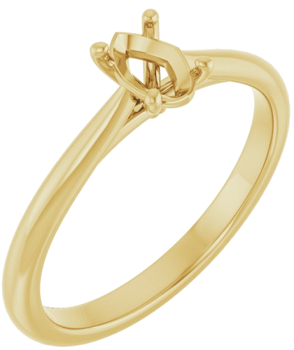 Sužadėtuvių Žiedas „Solitaire“ 585 Geltonojo Aukso Oval 6mm x 4mm (1)