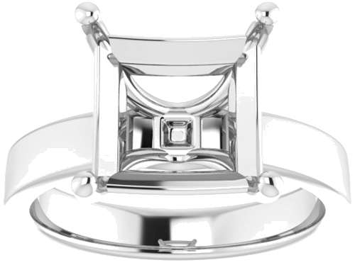 14K White 9 mm Square Solitaire Engagement Ring Mounting (3)