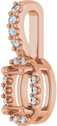 14K Rose 5x3 mm Oval .04 CTW Natural Diamond Semi-Set Halo-Style Pendant (2)