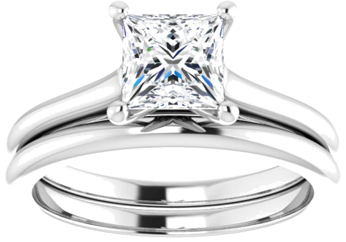 14K X1 White 5.5 mm Square Solitaire Engagement Ring Mounting (8)