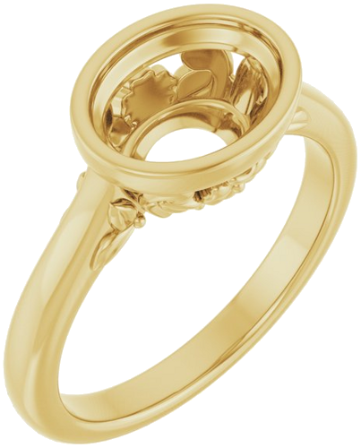 14K Yellow 9x7 mm Oval Solitaire Engagement Ring Mounting (1)
