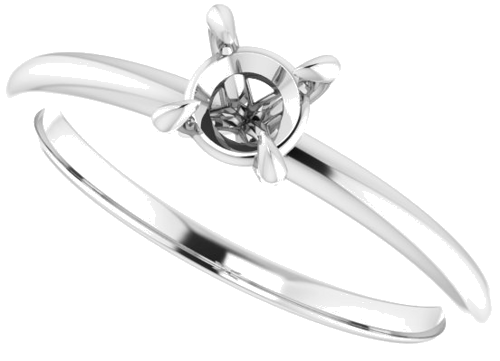 14K White  4.8 mm Round Solitaire Engagement Ring Mounting (5)
