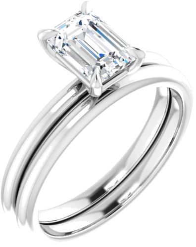 14K X1 White  7x5 mm Emerald Solitaire Engagement Ring Mounting (6)