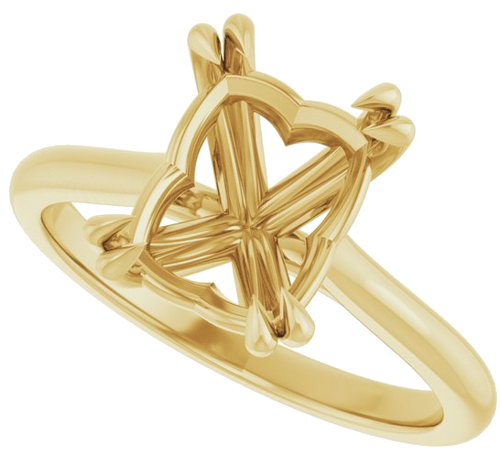 14K Yellow 9x7 mm Emerald Solitaire Engagement Ring Mounting (5)