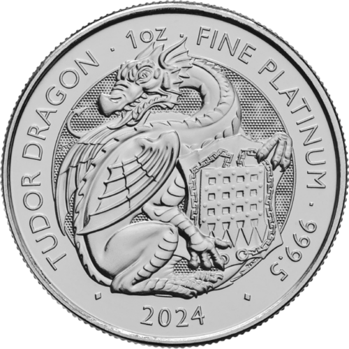 2024 Didžioji Britanija Karališkieji Tiudorų žvėrys: Drakonas 1 oz platininė moneta (1)