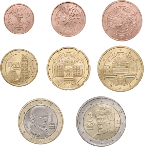 2022 Austrija UNC Euro monetų rinkinys (1)